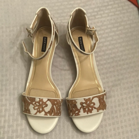 Alex Marie sandals, wedge, white abs cork 7 - Picture 1 of 8